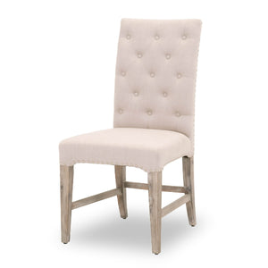 Dining Chair Linen with Silver Nailheads