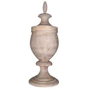 Very large wood finial in vintage grey finish