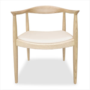 Natural Wood Armchair Leather Seat