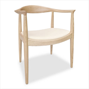 Natural Wood Armchair Leather Seat