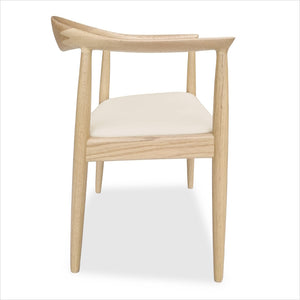 Natural Wood Armchair Leather Seat