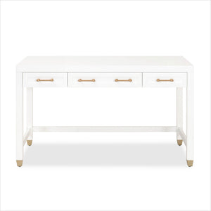 Bella desk matte white gold accents