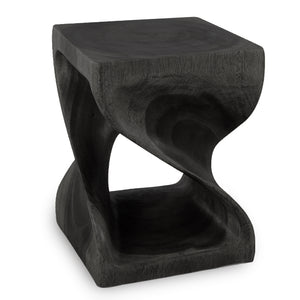 Carved wood accent stool