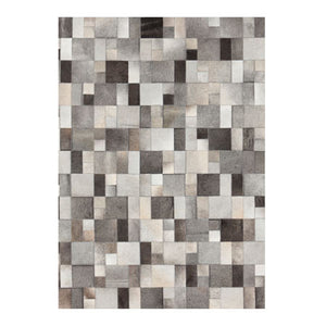 Grey leather area rug