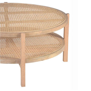 round coffee table with shelf