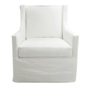 Swivel chair in white fabric