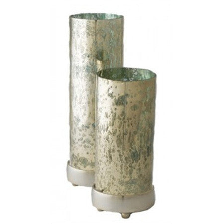 Golden turquoise glass hurricane