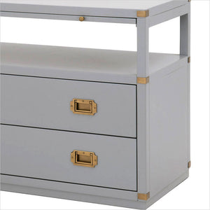 grey nightstand with 2 drawers