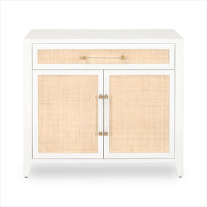 White Cabinet with Rattan doors