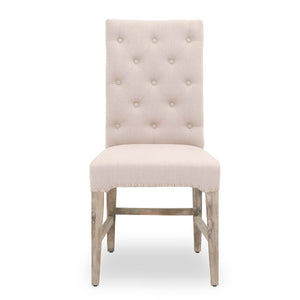 Dining Chair Linen with Silver Nailheads