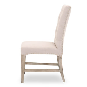 Dining Chair Linen with Silver Nailheads