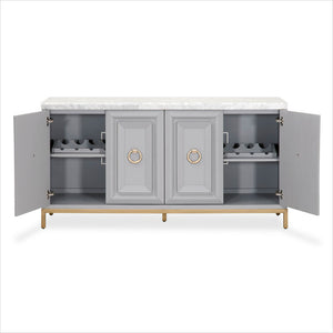 grey cabinet with marble top