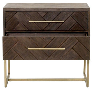 nightstand with herringbone inlay