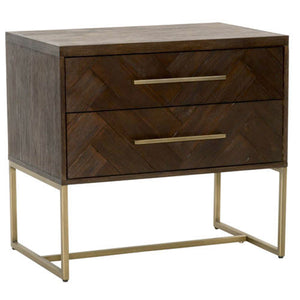 nightstand with herringbone inlay