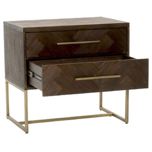 nightstand with herringbone inlay