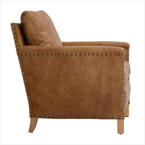 leather occasional chair with nail heads