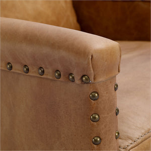 leather occasional chair with nail heads