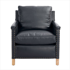 leather occasional chair with nail heads