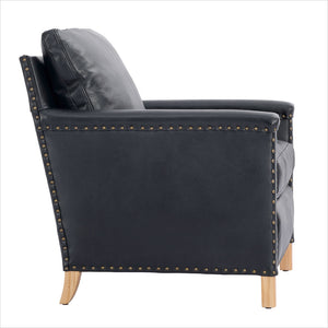 leather occasional chair with nail heads