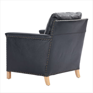 leather occasional chair with nail heads