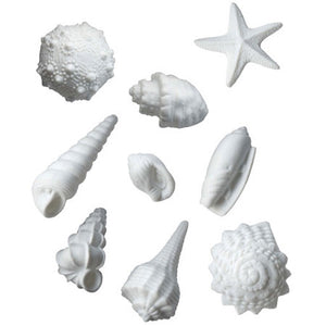 Set of 9 sea shells in white porcelain
