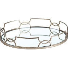 Silver leaf tray with mirrored bottom
