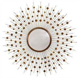 Starburst mirror in antique gold metal