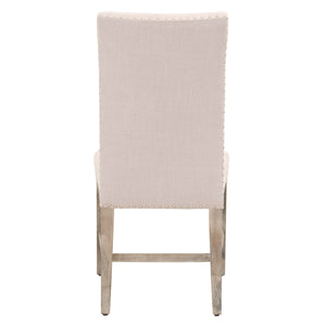 Dining Chair Linen with Silver Nailheads