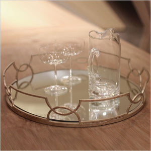 Silver leaf tray with mirrored bottom
